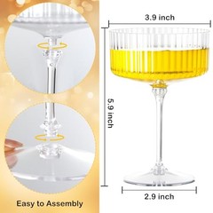LIYH 20 Pcs Plastic Champagne Glasses 10 Oz Clear Vertical Stripe Pattern