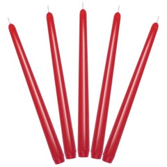 Set of 5 Unscented Red Taper Candles, 10 Inch Tall Burgundy 5 Packs,