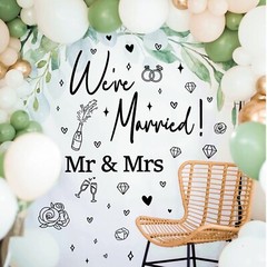 Wedding Sign Party Decals for Backdrop Wedding Party Decorations We’re Marrie…