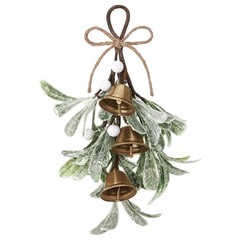 Tigeen Christmas Mistletoe Kiss Decor with Metal Bells and Bow Knots 8.6 Inch…