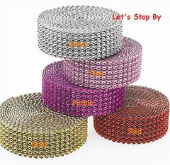 4.5″ 10 yard Diamond Mesh Rhinestone Ribbon Crystal Wedding Wrap Multi Colors