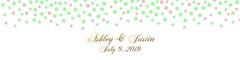 Pink and Mint Confetti Falling on White with Gold Writing Water Bottle Labels