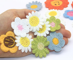 100 Pcs Satin & Organza Ribbon Bows Flower, Lace Patches Bead Appliques for Craf