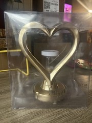 Classy Retired Studio His & Hers Gold Heart Wedding Cake Topper 6x5x3”