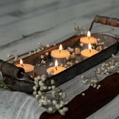 6 Natural White Unscented Beeswax Tea Light Candles, Cotton Wick, Aluminum Cup
