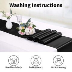 5-Pack Satin Table Runner Black 12 x 108 inches Long, Table Runners for Weddi…