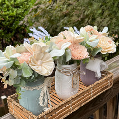 Sola Wood Wedding Floral Centerpieces Set of 3 Mason Jar Bridal Shower Decor