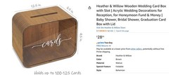 H&W Rustic Wooden Card Gift Box Kit Wedding, Graduation, Baby or Bridal Shower