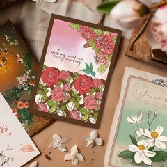 Spring Roses Flowers Clear Stamps for Card Making Cherry Floral Corner Wreath…
