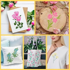 12 PCS Flower Stencils Reusable Rose Sunflower Hibiscus Templates Floral Draw…