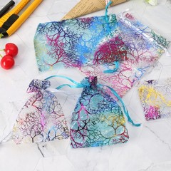 10pcs/Lot Drawable Snowflake Organza Packaging Bags 7x9cm 9x12cm 10x15cm