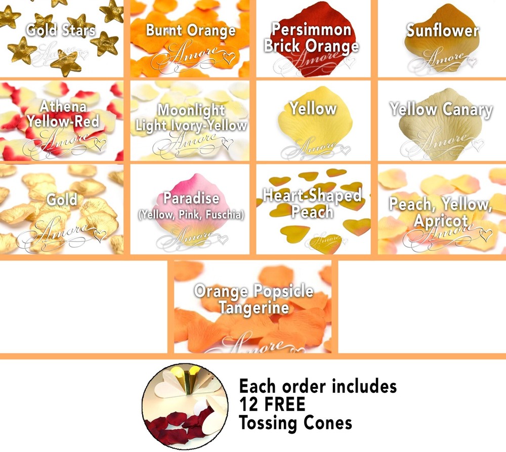 5000 Silk Rose Petals Wedding Bulk Yellow Orange Choose Color