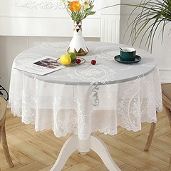 Round Lace Tablecloth with Elegant Scalloped Bottom for Any Special Event