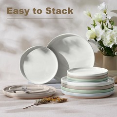 Lianyu Dinner Salad Plates Set Of 4 7.75 Small And Round Stoneware Dessert