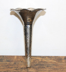 Tussie Mussie Bridal Bouquet Flower Holder Silver Metal 5.5” vintage