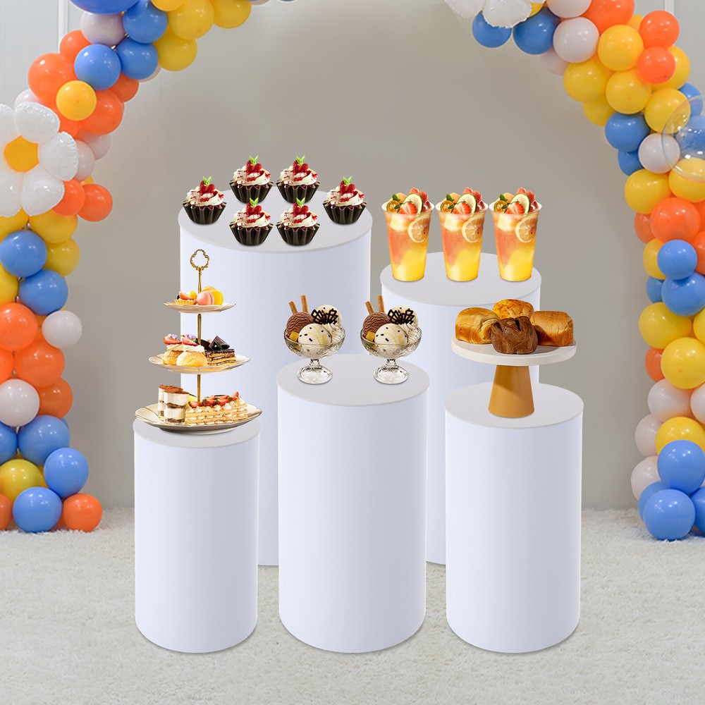 5Pcs Wedding Round Cylinder Stands Round Display Cylinder for Parties Wedding~