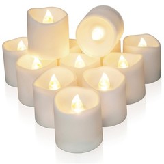 Homemory 12Pack Timer Flameless LED 12 Pack, White Base (Warm Light)