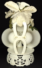 VTG BRIDE & GROOM LOVE BIRD DOVE w/RINGS WEDDING BELLS & HORSESHOES CAKE TOPPER