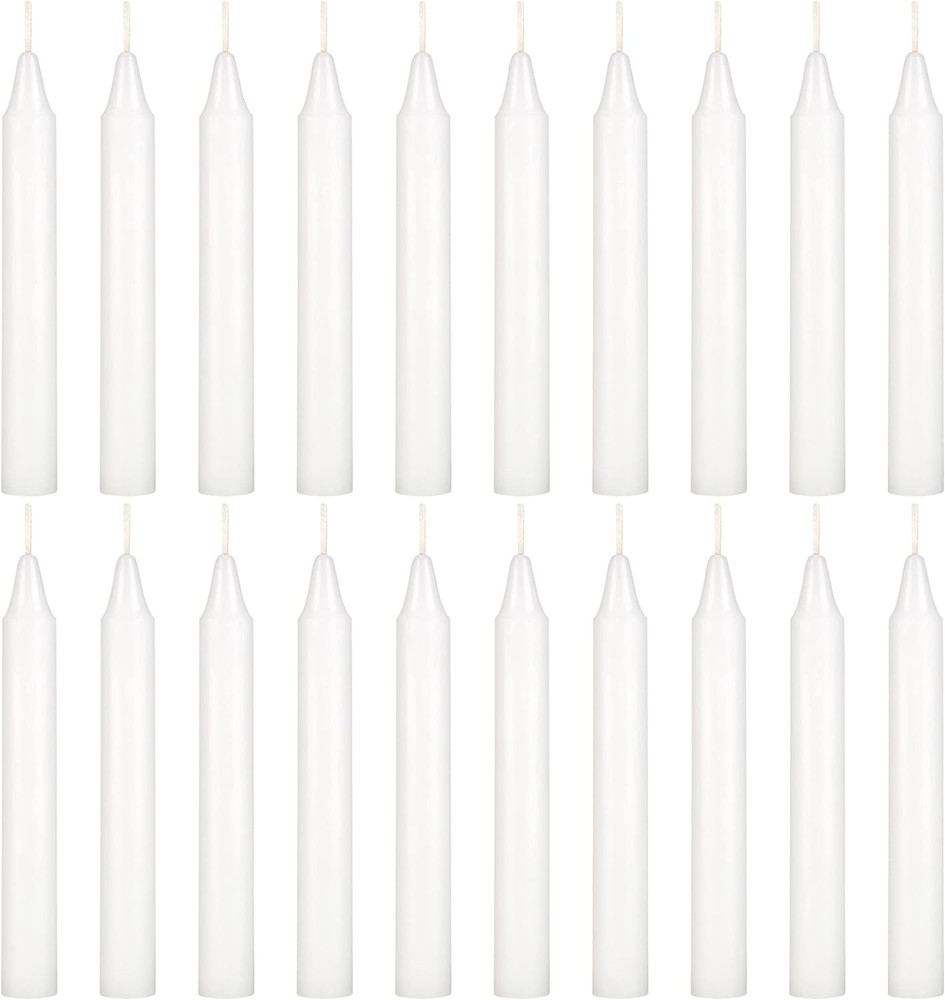 Mega Candles 20 pcs Unscented White Exquisite Mini Taper 20 Pieces,