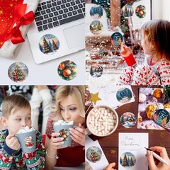 500Pcs Christmas Envelope Stickers | 1.5Inch Christmas Round Stickers Envelop…