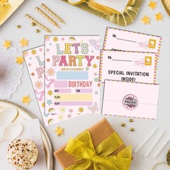 Patch Letter Invitation, 5×8 inches Girls Birthday Invitations, 20 pcs Patch …