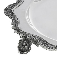 Silver-Plated Brass Decorative Tray with Ornate Border