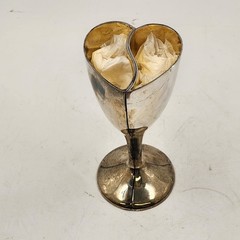 Lenox Silver Heart Goblet Pair Kirk Stieff Wedding Promises Bride Groom w Box