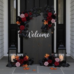 2 Pieces Halloween Wedding Arch Flowers Gothic Artificial Flower Swag Decorative