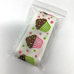 Cupcake Grosgrain Ribbon 1.5” 3 yard pink green brown white