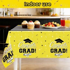 7-Pack Graduation Party Decorations Set, 3 54×108 inches, Yellow