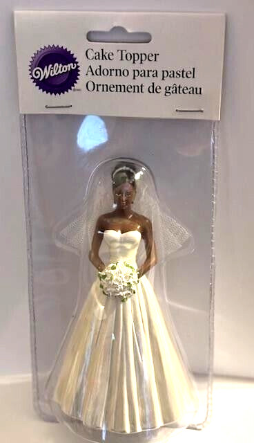 Wilton African American Wedding Cake Topper Bride with Tiara 5″ tall x 3″ base