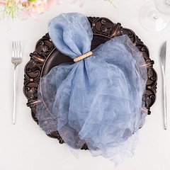 5 Dusty Blue Sheer Crinkled Organza Dinner 21″ x (Set of 5),