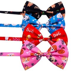 4PCS Big Dog Bow Ties 7x5Inch Black Red Blue Pink Adjustable Collar Paw Bone