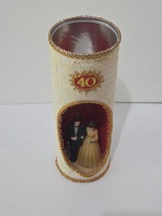 Vintage 40th Ruby Anniversary Couple Keepsake Display Lace Diorama Wedding Decor