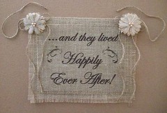 Burlap Here Comes Bride Happily Ever After Flower Girl Barn Wedding Reversible