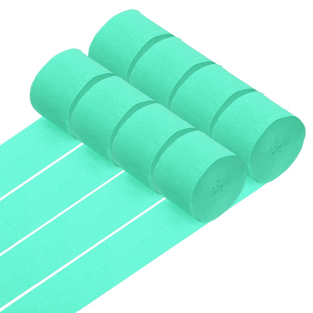 8 Rolls Crepe Paper Streamers 656ft Rainbow Streamers, Mint Green