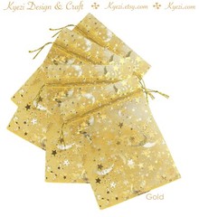 9×12 cm Star and Moon Organza Gift Bags Drawstring Wedding Favor Jewelry Pouches
