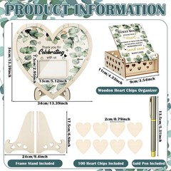 Wedding Guest Book Alternative with 100 Wood Hearts, Drop Box Pen 13.5 x 13.5…