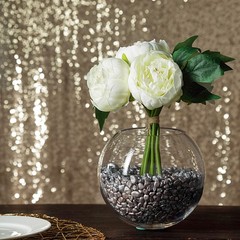 CREAM 10″ Silk Artificial Peony Flowers Bouquet Arrangement Wedding Centerpieces