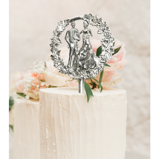 Pewter Wedding Cake Topper Bride & Groom Made in USA Engagement Gift