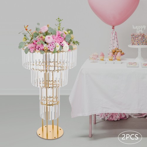 2PCS Flower Stand With Pendants 4-Tier Elegant Flower Stand for Party Weddings