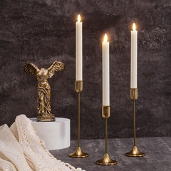 Candlestick Holders, Gold Metal Taper Candle Holders Set of 3, Brass