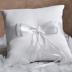 Faux Pearl Satin Ring Pillow Wedding Ring Bearer Cushion Ring Display Pillow