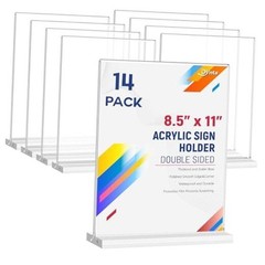 Acrylic Sign Holder 8.5 x 11 Inches 14 Pack Double Sided Clear 8.5×11 Inches