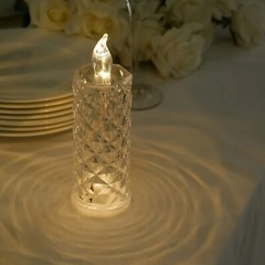 3 Warm White 6″ Battery Operated Rose Halo Light Pillar LED CANDLES Party Events