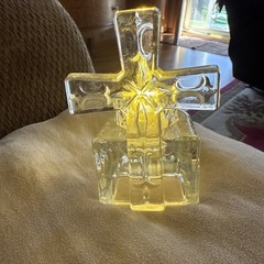 Clear Glass Cross Votive Tea Light Candle Holder With Candle