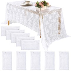 Chumia 10 Pcs Lace Tablecloth Rectangular 60 x 120 Inch 60 X 120 Inch, White