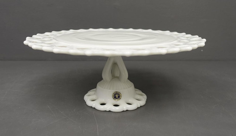 Westmoreland Vintage 11″ Doric Lace Milk Glass Pedestal Cake Plate Stand