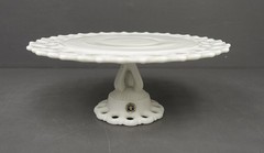 Westmoreland Vintage 11″ Doric Lace Milk Glass Pedestal Cake Plate Stand