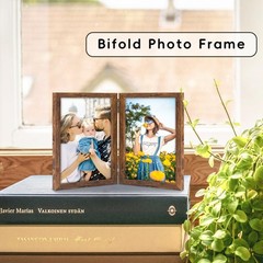 Brown 5×7 Picture Frames Double Photo Frame Folding Vertical Stand Display Si…